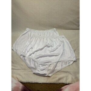 2 Pk NWOT VTG National Granny Panty Women Sz 12 Nylon Cotton Gusset Lace Trim